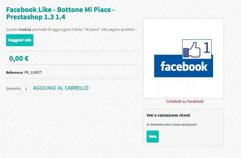 Facebook Like - Bottone Mi Piace - Prestashop 1.3 1.4
